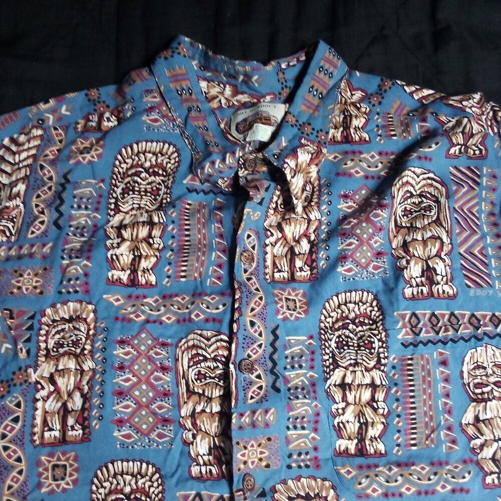 Vintage Reyn Spooner Art Of Eddy Y Totem Hawaiian Shirt